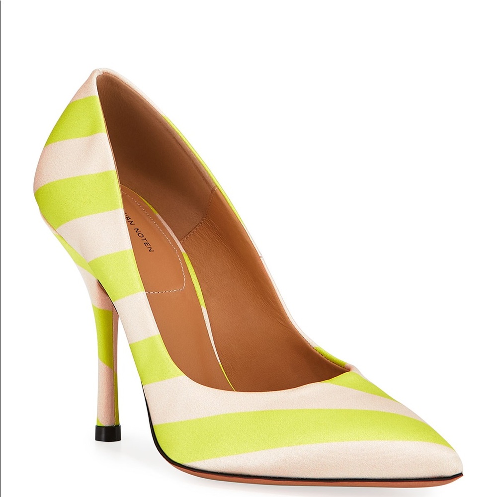 Dries Van Noten satin striped pump. NIB size 8